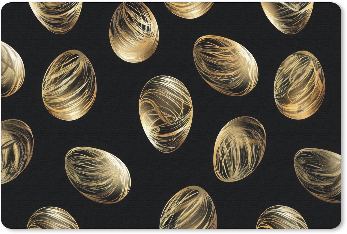 Muismat 27x18 cm - Mousepad Eieren - Goud - Patroon - Muismatten