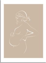 DesignClaud Poster Zwangere vrouw naturel - minimalisme A2 poster (42x59,4cm)