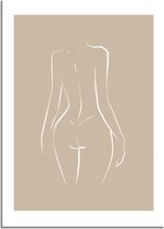 DesignClaud Poster vrouw naturel - minimalisme A3 + fotolijst wit