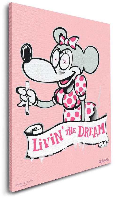 Banksy Graffiti - Livin' The Dream - Impression sur toile Premium 32x45 cm - Décoration murale