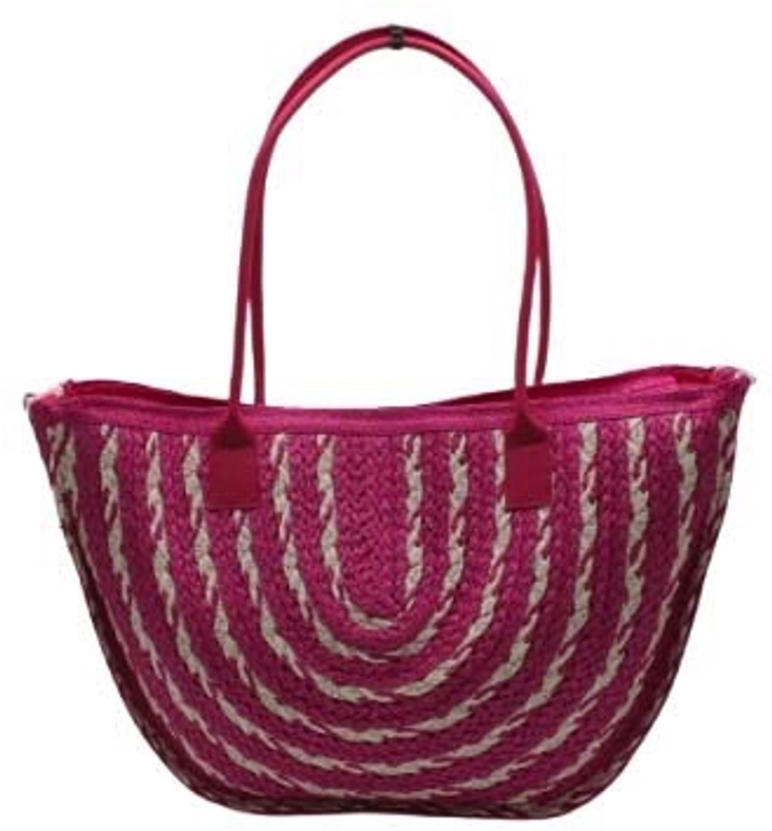 Strandtas Shopper Weekendtas Fuchsia-Wit