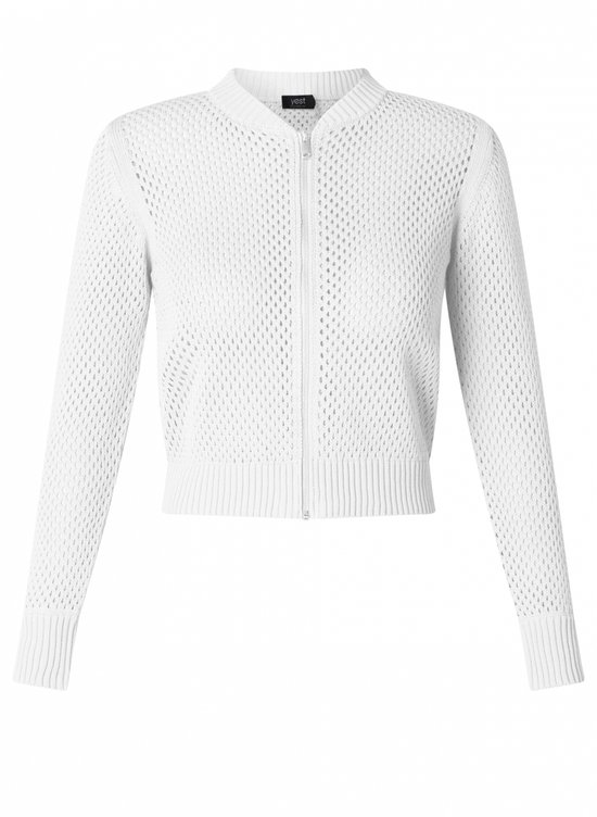 Veste style bomber blanche zippée en maille ajourée