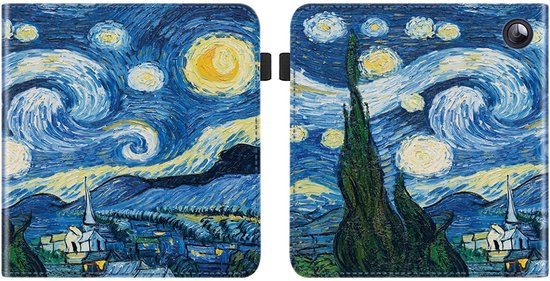 BukkitBow - Beschermhoes geschikt voor Kobo Libra Colour - E-reader Cover - Smart Sleep Cover - Sterrennacht Motief - Blauw van BukkitBow — afbeelding 3