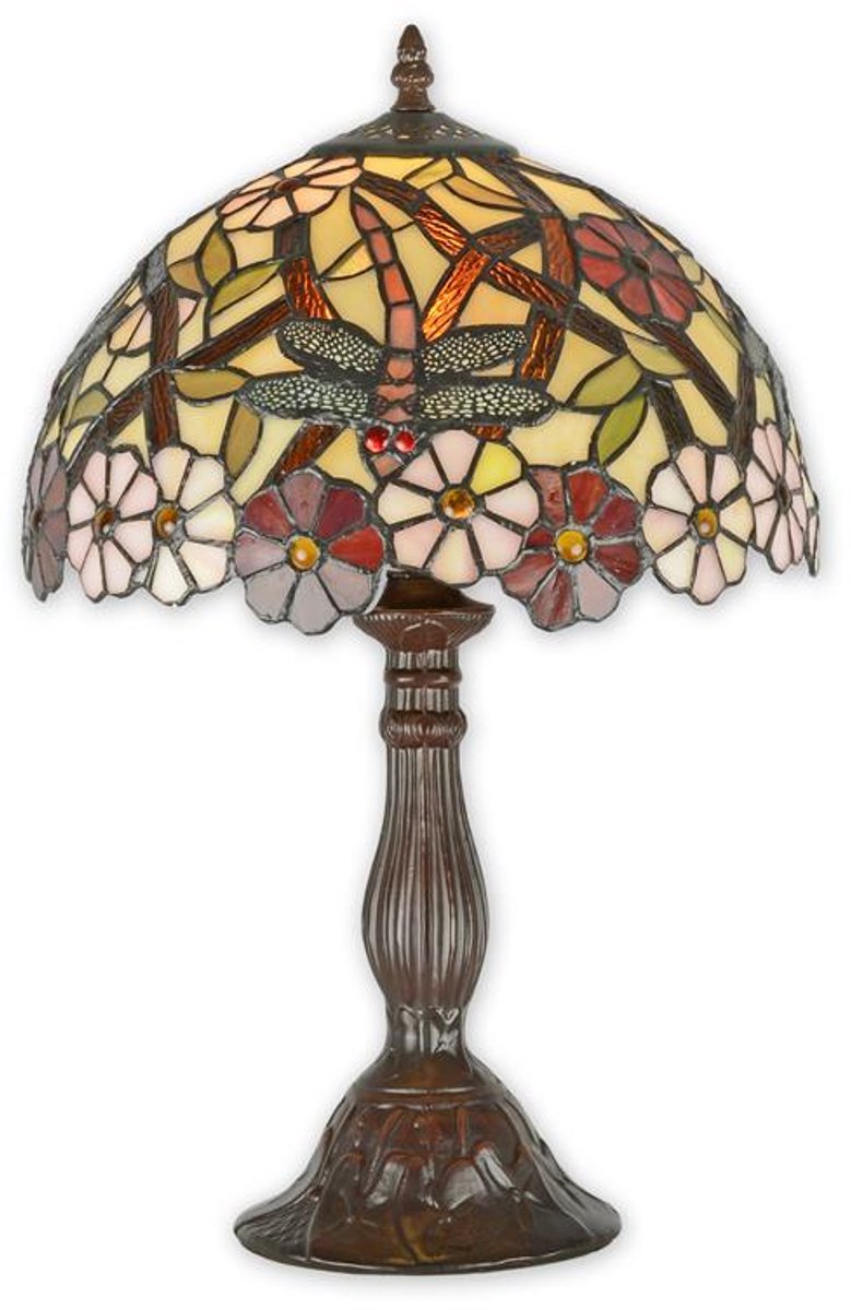 Tiffany stijl tafellamp - Glas en Brons - Stijlvolle Design Lamp voor een sfeervolle verlichting in huis of kantoor