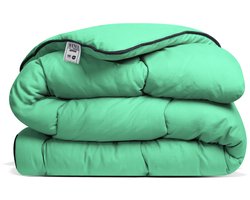 Avenue - Luxe en makkelijk dekbed zonder overtrek – Hoesloos Lits-jumeaux dekbed 240x220 cm – Anti-allergisch & hygiënisch – Wasbaar op 60°C – Wolkenzacht en soepel – Groen – All Year comfort zomerdekbed & winterdekbed - Special Edition