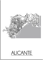 DesignClaud Alicante Plattegrond poster A4 + Fotolijst zwart