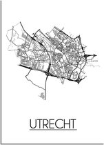 DesignClaud Utrecht Plattegrond poster  - A3 + Fotolijst zwart (29,7x42cm)