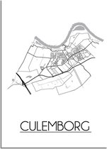 DesignClaud Culemborg Plattegrond poster  - A3 + Fotolijst zwart (29,7x42cm)