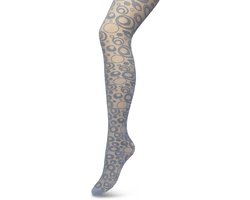 Bonnie Doon Panty 50 Denier Grijs/Blauw Dames maat S/M - Rondjes en stipjes - Print - Cirkels - Dot Panty - Gladde Naden - Maximaal Draagcomfort - Circkles and Dots Tights - Chique Panty - Feestelijk - China Blue - BP221904.179