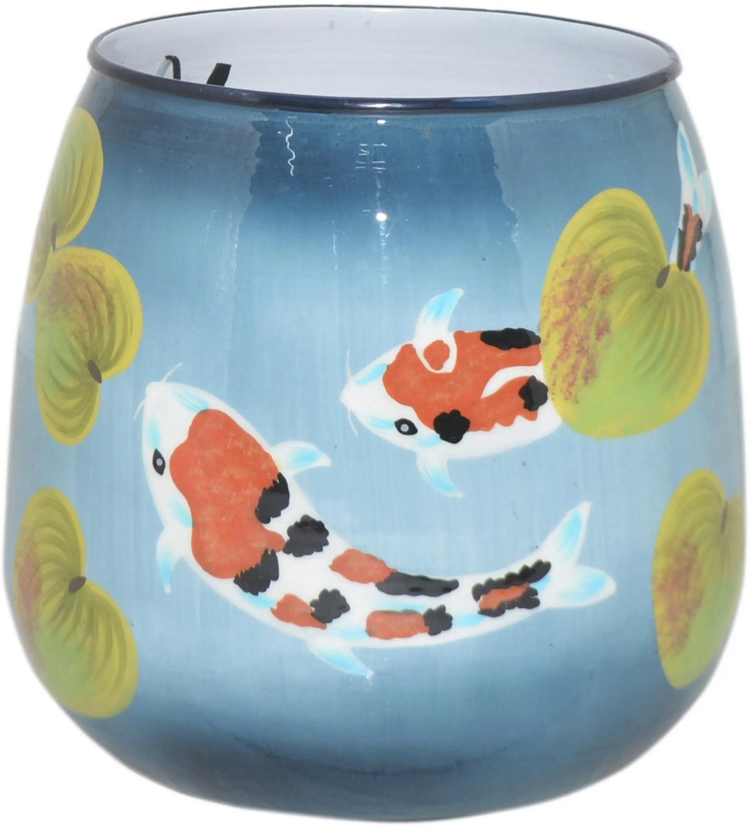 Colmore by Diga Vaas- vissen- blue enamel IR 21x21x19 cm blauw