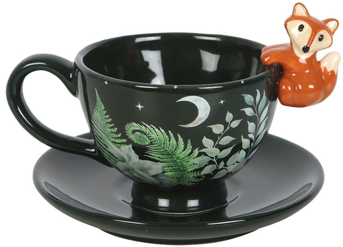 Something Different - Green Forest Teacup with Fox Mok/beker - Multicolours