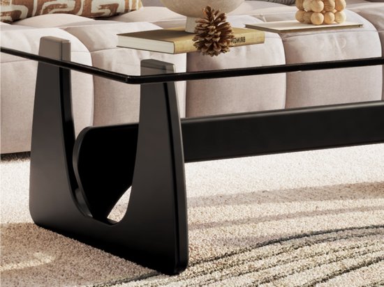 Salontafel - Zwart Hout - Glas - Tafel - Design tafel - Coffee table - Koffietafel