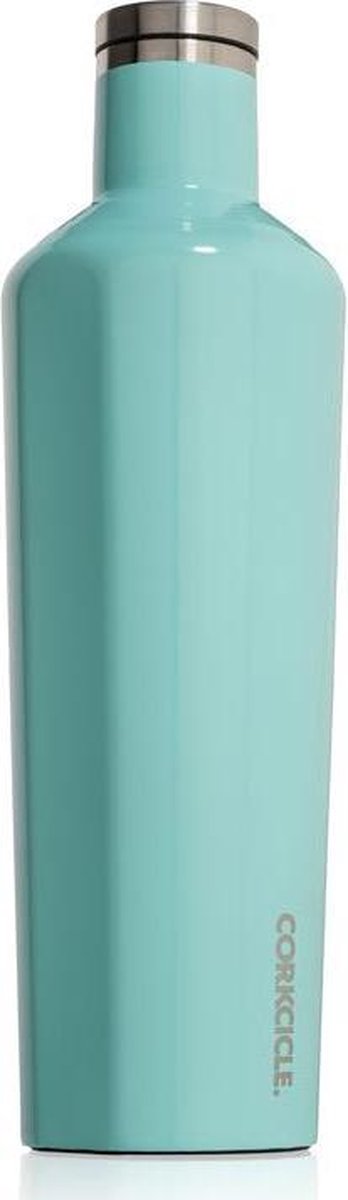 Corkcicle Grote Canteen - 750ml 25oz Gloss Turquoise Lichtblauw Roestvrijstaal Waterfles en Thermosfles - 3wandig - 25uur koud en 12uur warm - BPA vrij - grote opening voor ijsklontjes