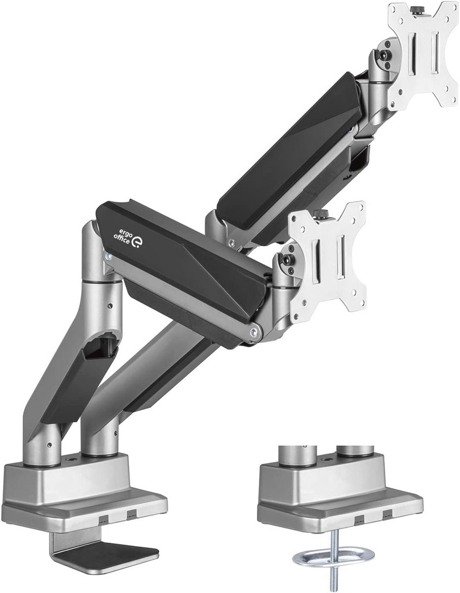 Twee-armige Gasveer Monitorarm voor 17-35 inch Monitoren - Draaibaar, Kantelbaar en Hoogte Verstelbaar