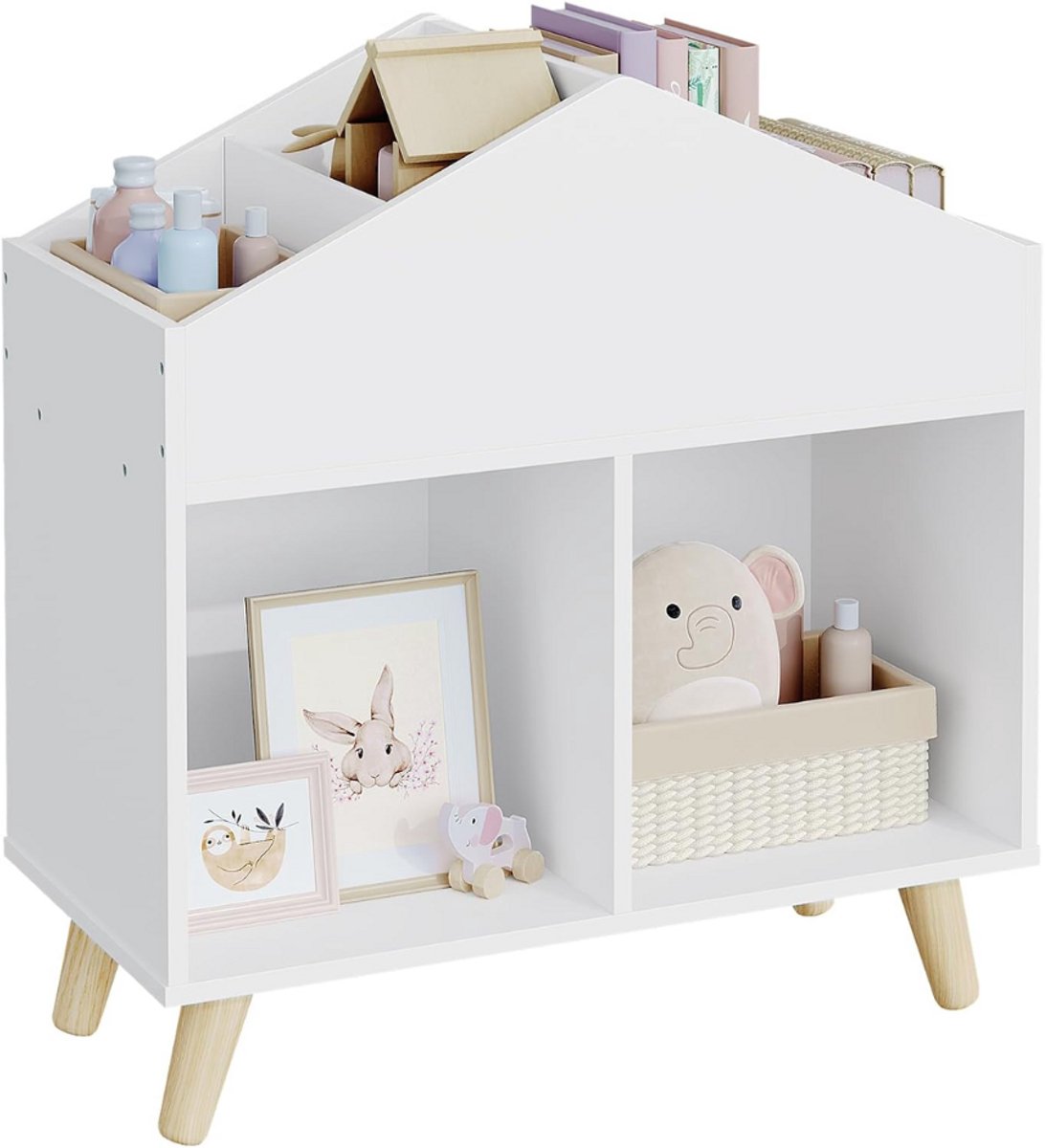 ZRSS® Kinderboekenkast - Boekenrek kinderkamer - Opbergkast hout - Wit