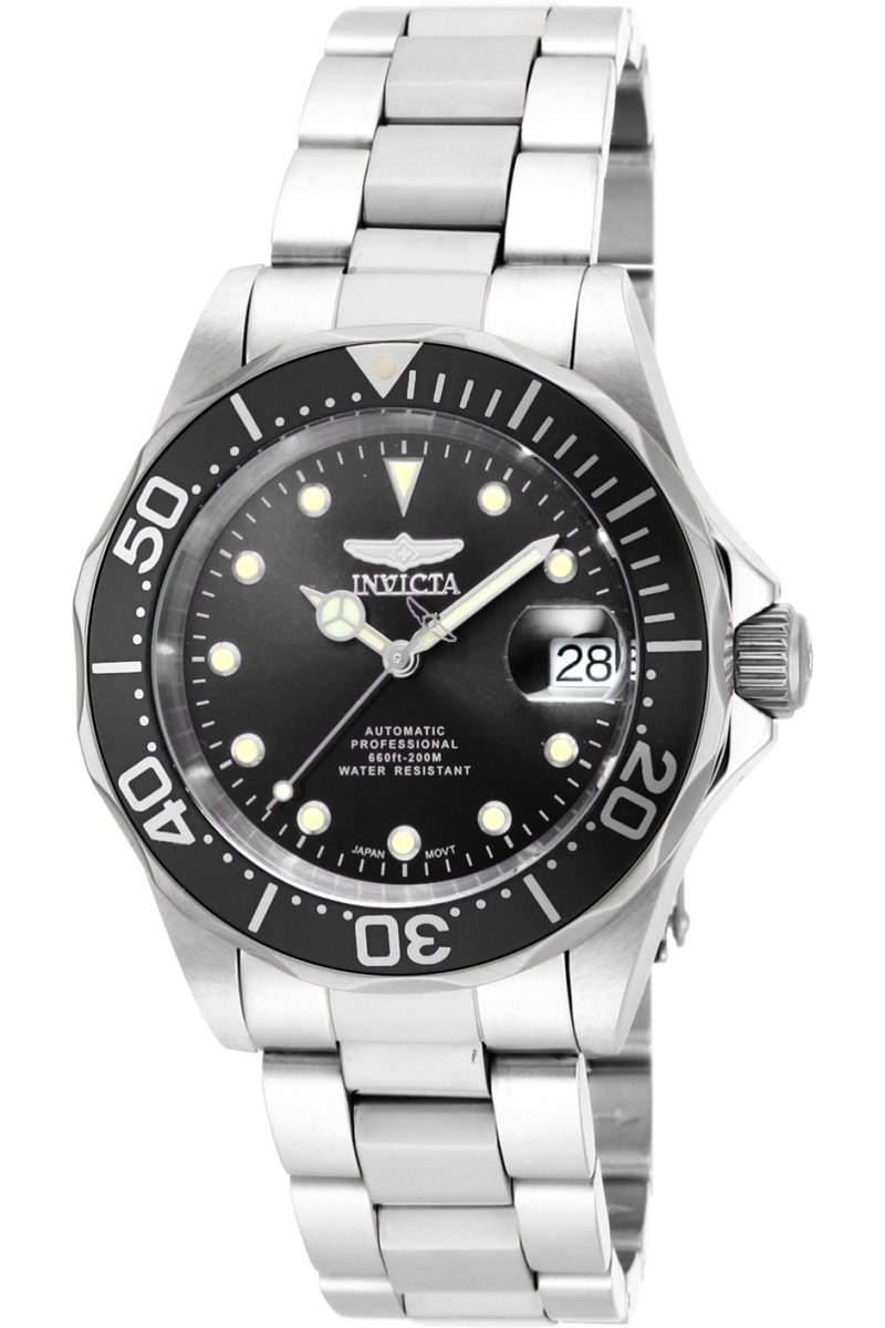 Invicta Pro Diver 17039 Heren Horloge - Waterdicht - Analoog - Automatisch Uurwerk - Roestvrij Staal met zwarte Wijzerplaat - 40mm