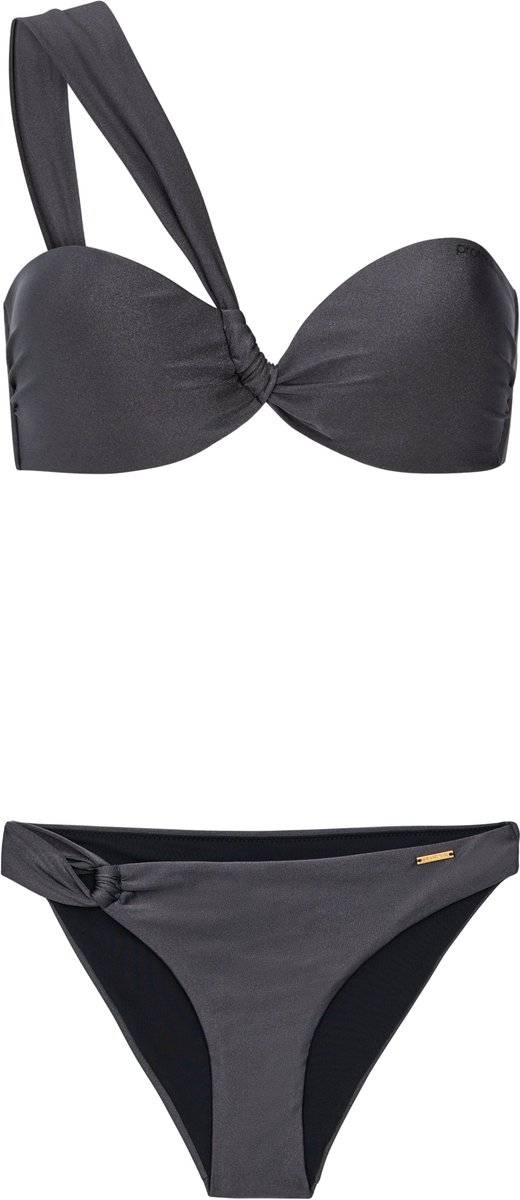 Protest Prtblum – Bandeau bikini set Dames – Schouderband – Voorgevormde bikinicups Anthra