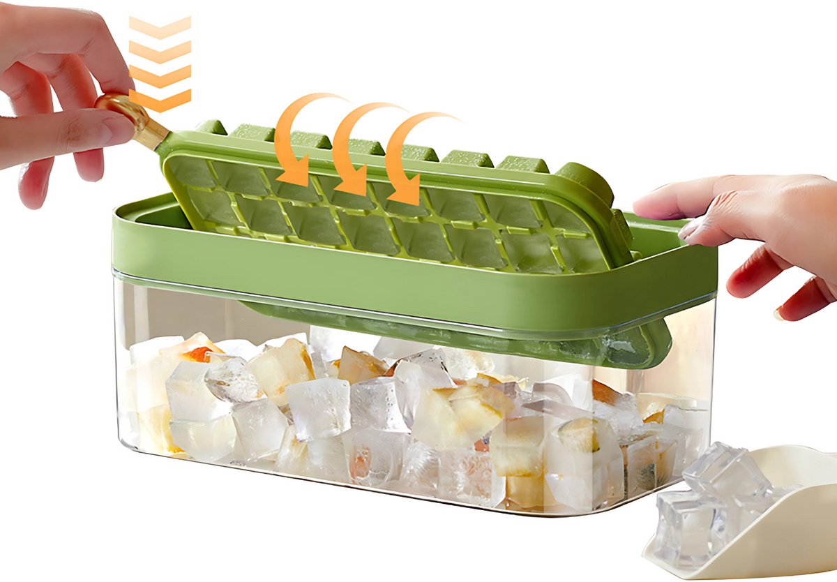 Solud® ijsblokjesvorm met deksel groen - ijsemmer met deksel - ijsblokjesmakers - ijsblokjesbak
