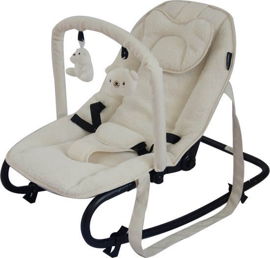X Adventure Wipstoeltje – Verstelbare rugleuning & Inklapbaar – Draagbare schommelstoel - Gebroken Wit (0-9 mnd)