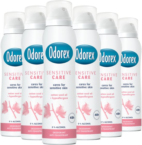 Odorex Sensitive Care Anti-Transpirant Deodorant Spray - 6x 150ml - Voordeelverpakking
