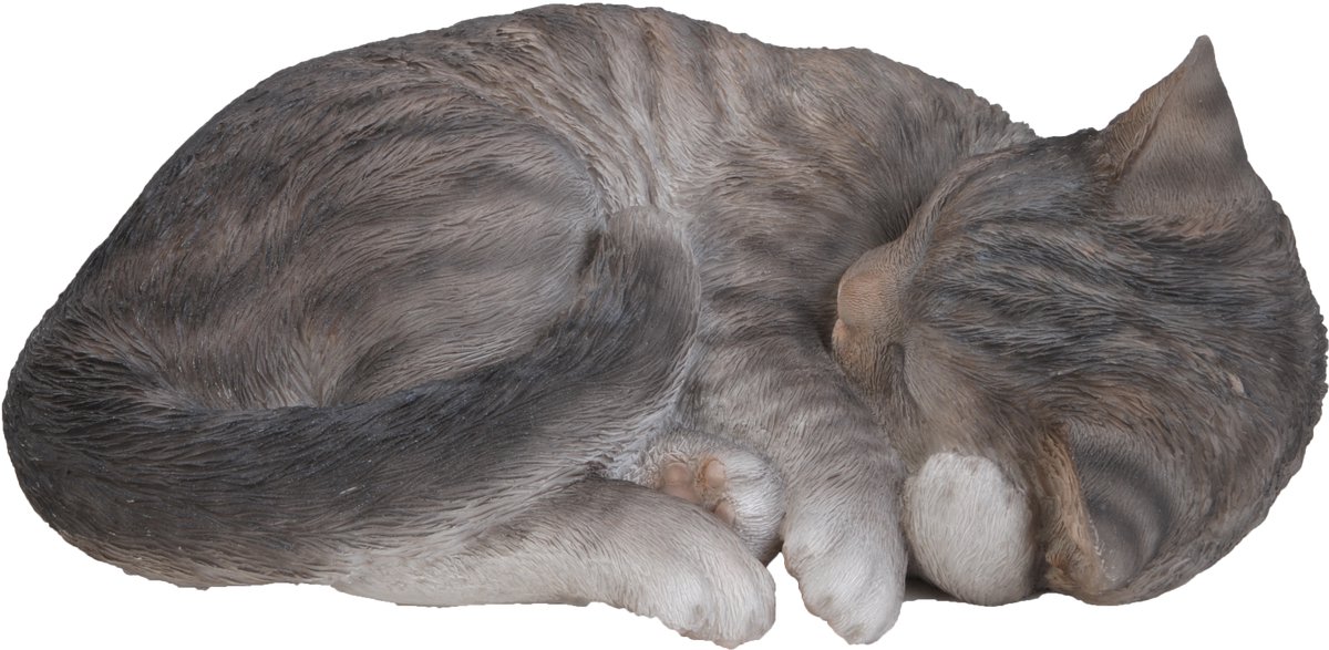 Slapende kat 11x28x31cm - Tuinbeeld - Dierenbeeld