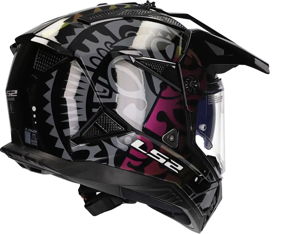 LS2 Helm Pioneer II Rangi MX702 zwart / paars maat S