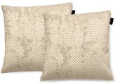 LINNICK Sierkussens Velvet - Beige - Sierkussens 50x50cm - Set van 2 Kussens - 100% Velvet Voorzijde - 100% Micropercal Achterzijde