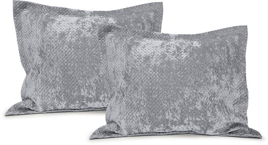 LINNICK Velvet Kussensloop - Silver Grey - Kussensloop 60x70cm - Kussenslopen Set van 2