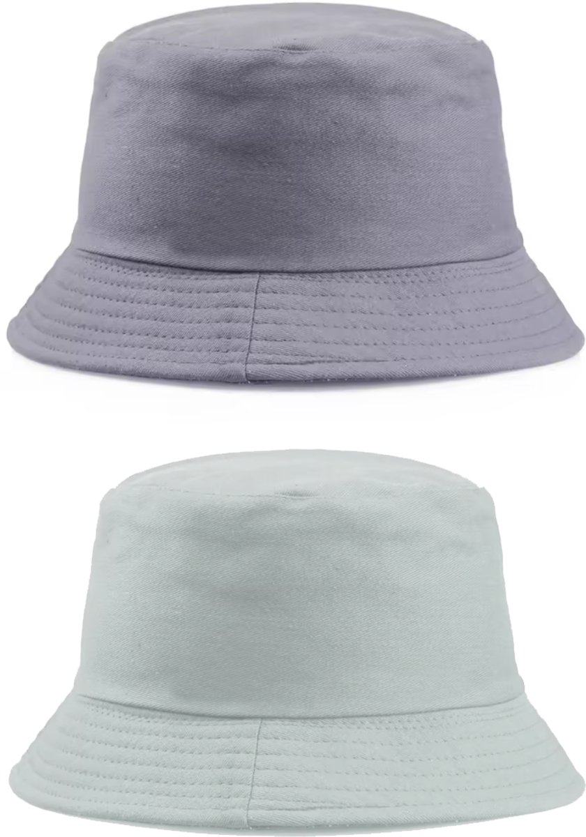 CHPN - Omkeerbaar grijs vissershoedje - Vissers hoedje in 2 kleuren grijs - 1 stuks - Reversible Bucket Hat - Vissershoedje - Lichtgrijs - Grijs hoedje - Festivalhoed - One size - Zonnehoed