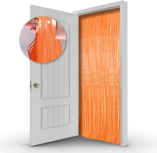Backdrop Deurgordijn Oranje Versiering EK WK Koningsdag Oranje Feest Versiering Voetbal Deur Folie Gordijn - 100*200 Cm