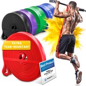 bemaxx Pull Up Weerstandsband Elastiek band Fitness + Trainingsgids – Latex Optrek Powerband | Omhoog trekken Optrekhulp Optrekband Gymnastiekband Loop Stretching Assistance Bands Trainingsband Sportband - Rood