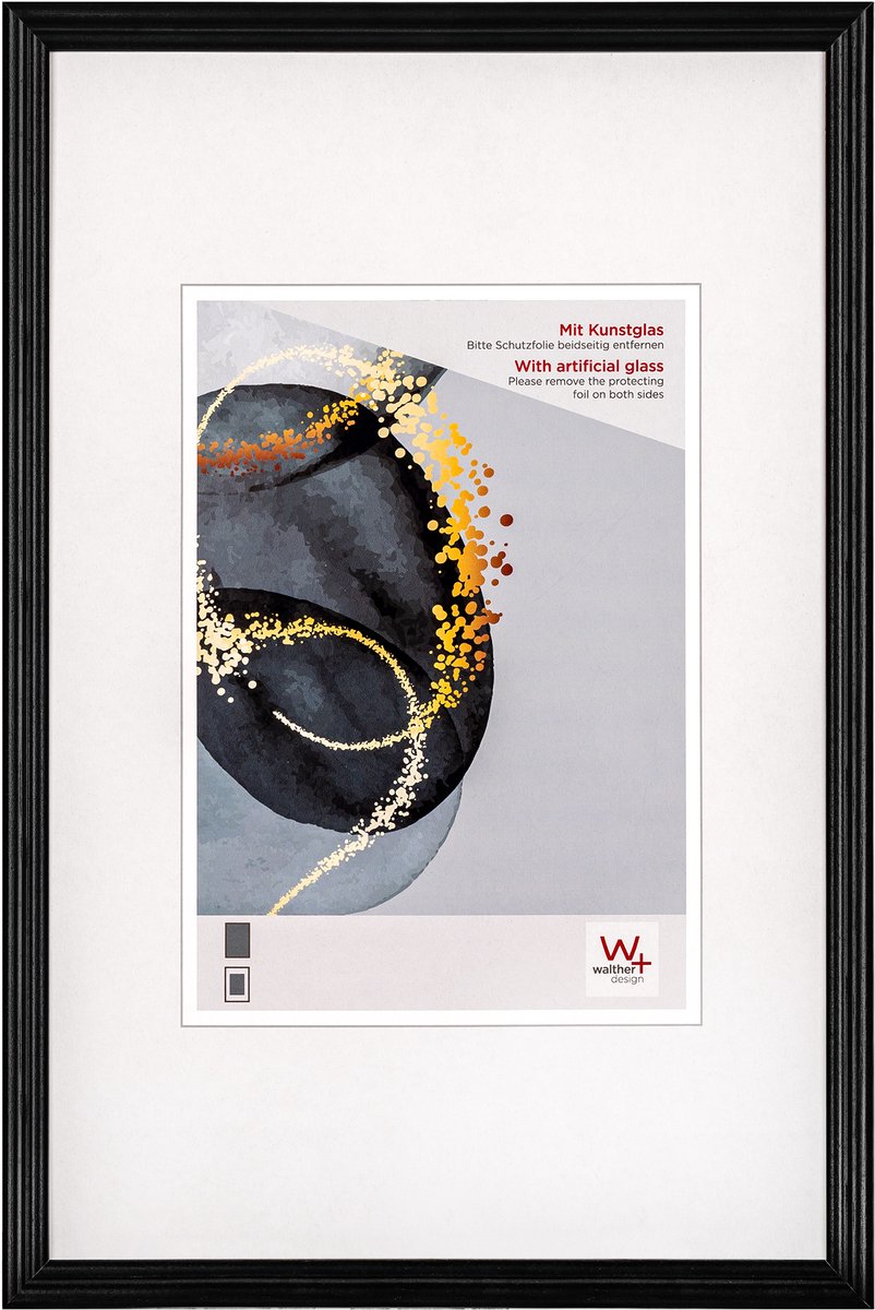 Walther Select - Houten lijst - Fotoformaat 13x18 cm - Kunstglas - Zwart