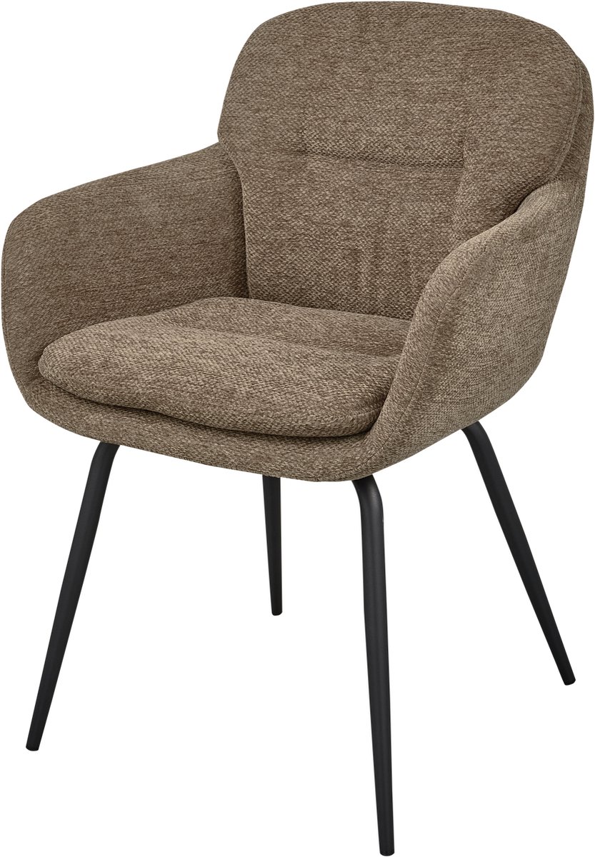WOOOD Runa Eetkamerstoel - Chenille Stof - Donker Zand - 82x57x59 cm donkerzand