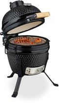 Kamado barbecue - Ø 26 cm - keramisch - met thermometer - deksel - zwart
