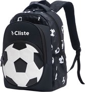 Cliste Rugzak Jongens - Schoolrugzak - Rugtas Jongen, Schooltas Tiener Kind - Zwart/Wit - Voetbal