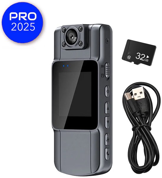 Gocam PRO - Dezizo Cam - Bodycam - Lichaam Camera - Body Cam - Spy Camera - 4K - Vlog Camera - Digitale Camera - Inclusief SD Kaart 32 GB - Gocam Pro Boddycam - Go Cam Pro