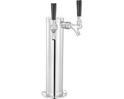 Dual Taps Tapbiertorendispenser, Hoogwaardige Roestvrijstalen Tapbiertoren met Gebruiksklare Slangen en Zelf Sluitende Kraanschachten