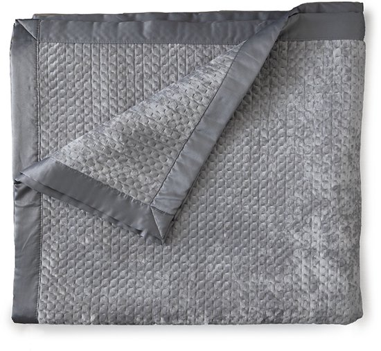 LINNICK Velvet Sprei - Silver Grey - 180x260cm - Bedsprei 1 persoons - Spreien - Bedsprei 180x260