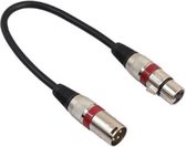 XLR (m) - XLR (v) audiokabel / zwart/rood - 0,30 meter