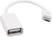 Coretek USB Micro B (m) naar USB-A (v) OTG adapter - USB2.0 - tot 1A / wit - 0,15 meter