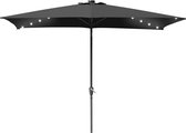 Parasol - Rechthoekige Stokparasols - Met LED-verlichting op zonne-energie - Zonwering terras, tuin - Balkonparasol - Grote parasol - Ø210x140cm - Grijs