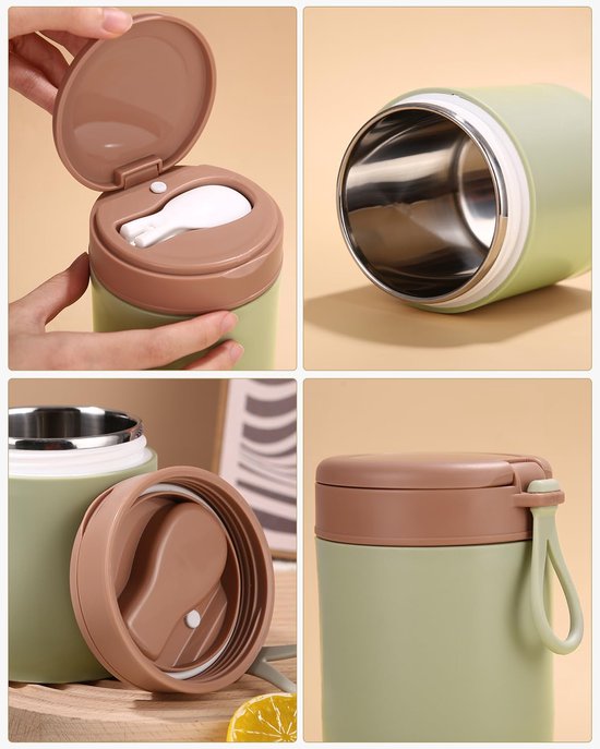 Yoghurt Beker To Go - Muesli beker - 720 ml Lunchbekerlekvrije met Lepel - Dubbellaags lekvrij - Groen van Super Savers — afbeelding 5