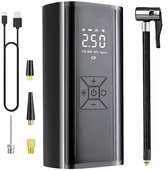 Bol.com Elektrische fietspomp - 6000 mAh Powerbank - Tot wel 10.3 Bar – USB Oplaadbaar - Met LCD digitale manometer en LED-verli... aanbieding