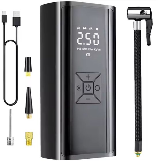 NXPGKEA Mini-fietspomp, elektrische fietspomp met digitale lcd-manometer, ultra kleine 120 psi-fietsluchtpomp, 500 mAh, Type-C oplaadbare accu, mini-pompen voor fietsen