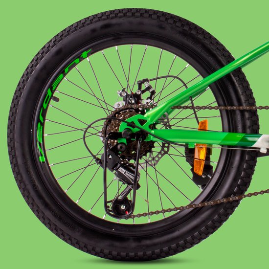 Verdant Bike Kinderfiets voor jongens 20 inch wielmaat te kiezen uit 6 versnellingen Shimano van 6 tot 10 jaar in hoogte verstelbaar (Wit Groen) van Verdant Bike — afbeelding 3