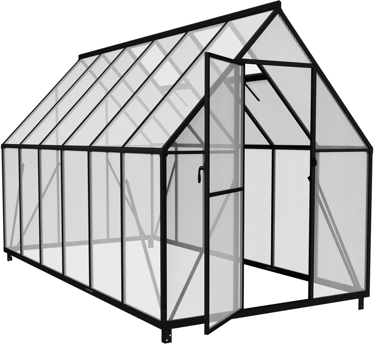 Aufun Kas Aluminium met Broeikas Fundering 340x180x195 cm Kas Tuin Koud Kaas Tuin Kas voor Buiten Kas Bouwpakket met Tunneldeur voor Tuinplantenteelt (6x12FT)