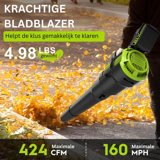 Bladblazers met Accu - Bladzuiger - Zwart met Groen van Merkloos	 — afbeelding 5