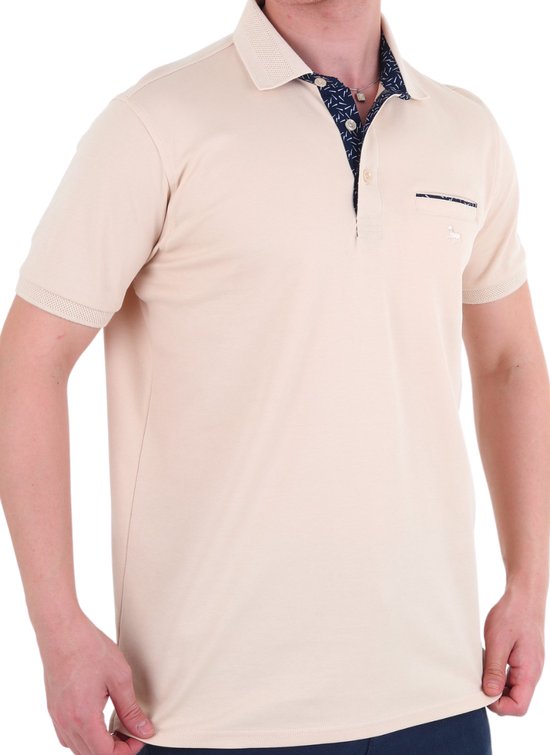 Polo Shirt heren - Met Borstzak - 100% Katoen - Heren Polo Shirt korte Mouw - Beige - maat M