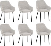 Bol.com Furnihaus - Lucy - Eetkamerstoelen set van 6 - Met armleuning - Beige - Stof aanbieding