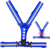 R2B Hardloopvest met Verlichting - Hardloopvest Oplaadbaar - USB-C kabel - Hardloop Verlichting aan Voor- en Achterkant - Reflecterend Running Vest - Hardloophesje - Blauw